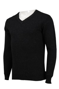 JUM047 Makes a black tight-fitting V-neck sweater 16s 100% lambskin sweater Shop